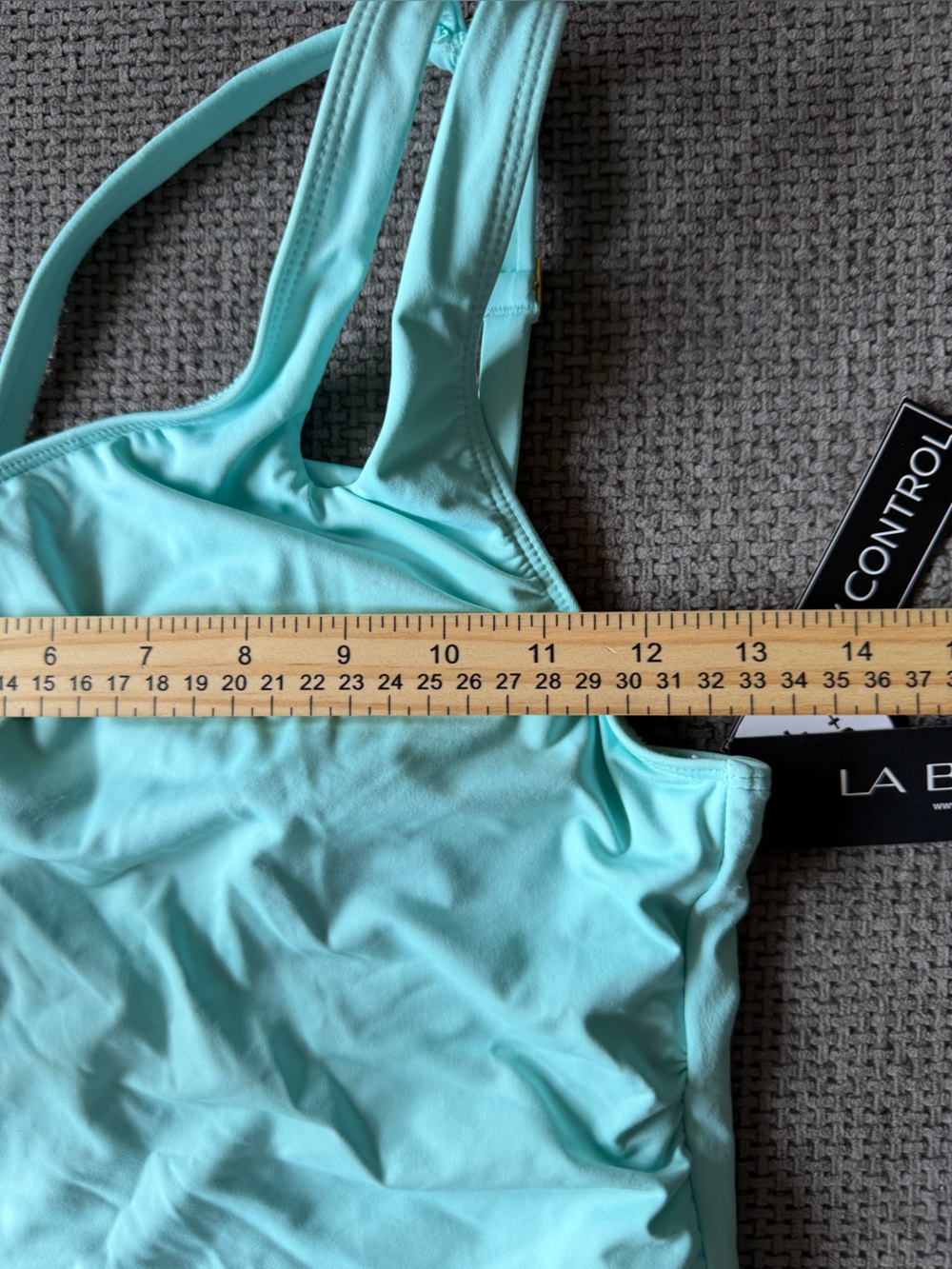 La Blanca Tankini Top Island Goddess Ruched One Shoulder Blue Tummy Control 4 - Picture 7 of 9